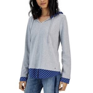 Tommy‎ Hilfiger Jersey Knit Hooded Sweatshirt Womens Size XL Heather Grey